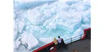 ICESCAPE scientists watched from the deck of the Healy as it cut a path through thick multiyear ice on July 6, 2011. Cutting the path is key for getting researchers to remote research sites amid the sea ice. 