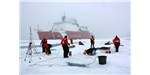 Teams of scientists set up equipment on sea ice not far from the Healy in the Chukchi Sea on July 4, 2010, where they spent the day collecting data.