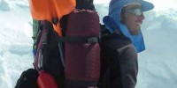 On route to medical camp in Mt. McKinley, Willman carries a 25-kilo load that includes three-week’s worth of food and supplies, research equipment, and dystrophic flies and worms.  Courtesy of Gabriel Willmann