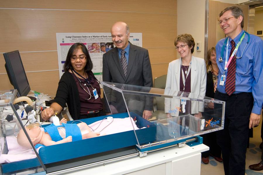 Representatives from Hospital for Sick Children, #7 among international institutions this year, and members of the Ontario government tour the Physiological Research Unit at SickKids.SickKids