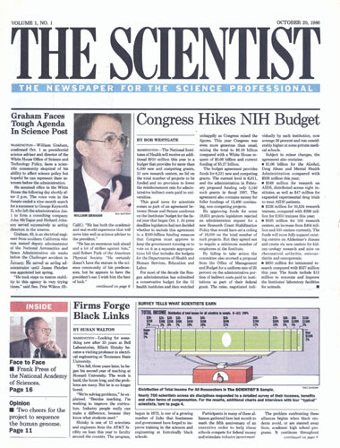 <em>The Scientist,</em> Inaugural Issue, 1986 image: <em>The Scientist,</em> Inaugural Issue, 1986