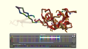 A Foldit screenshot of a protein puzzle posed to Foldit players.