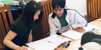 Grace and Rohan studying barcode sequence database searches Mark Stoeckle
