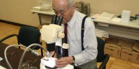 Goro Eguchi engaging in lentectomy. Eguchi is still very dexterous enough to conduct such a microscopic surgery as lentectomy in newts, even though he is now 78 years of age.  The lens is picked out with a pair of tweezers through the cut of cornea.