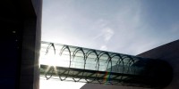 A glass bridge connecting two buildings at the Champalimaud Centre for the Unknown in Lisbon, Portugal (ranked #1 international)