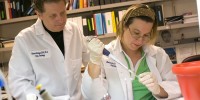 Richard Schlegel overlooks a researcher at work in his laboratory at Georgetown University (#19), where he developed the technology for the human papillomavirus (HPV) vaccine.Georgetown, Phil Humnicky
